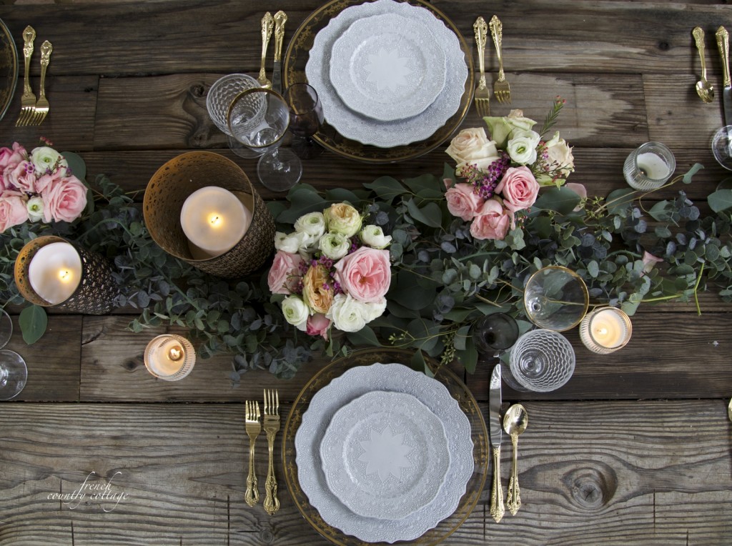 fresh and faux florals for valentine's day tablescape 