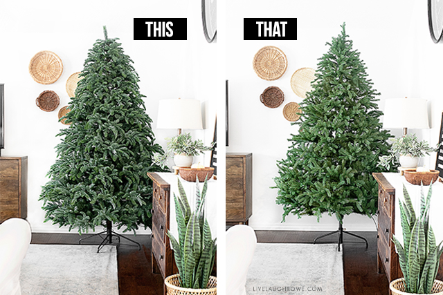 Side-by-side comparison of the Noble Fir tree from Balsam Hill vs Home Depot 