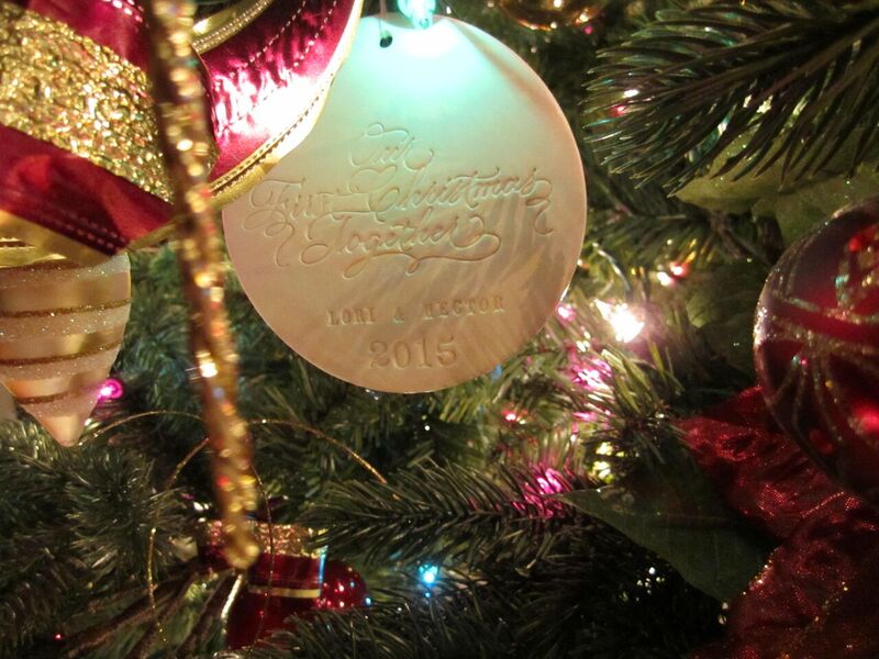 close-up of Christmas tree ornaments