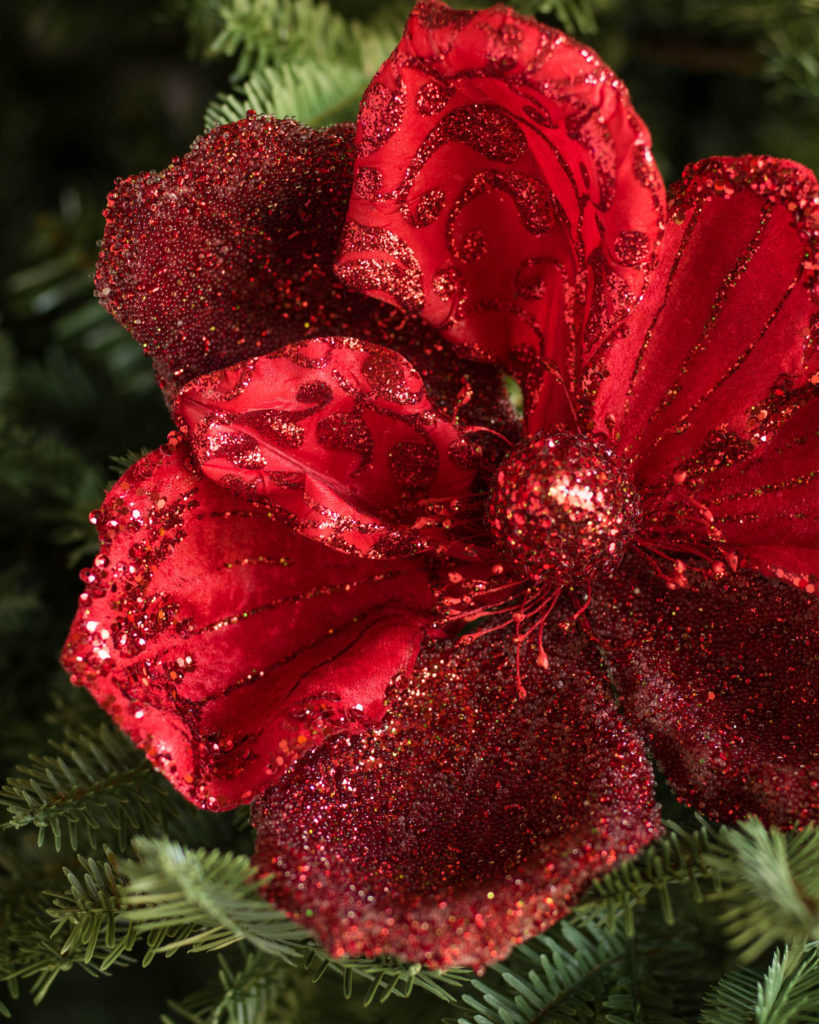 Closeup shot of a red artificial flower