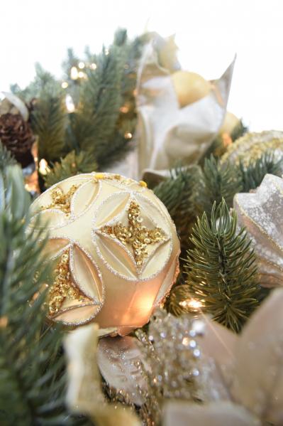 silver and gold Christmas tree ornaments