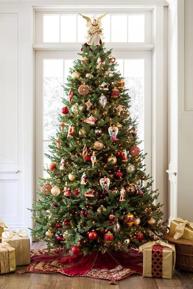 A full shot of a decorated BH Balsam Fir Christmas Tree